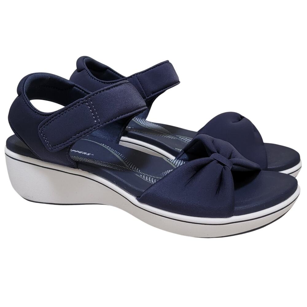 Clarks Cloudsteppers Breeze Rae Sara Ankle Strap Sandals Size US 7.5M Navy Blue